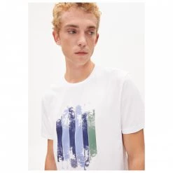 ARMEDANGELS - Jaames Palmtrees - T-shirt -Tée-shirts Soldes armedangels jaames palmtrees t shirt detail 5